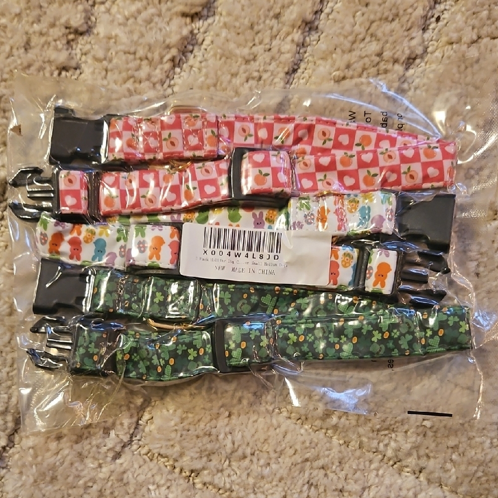 Set Of 3 Holiday Dog Collars